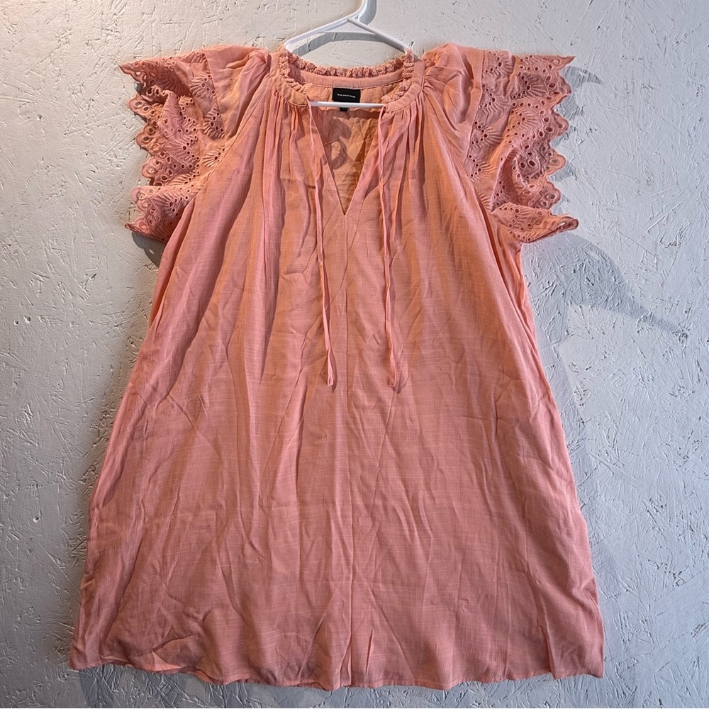 Who What Wear Peach Lace Sleeve Blouse Size XL Pockets Festival Cottagecore L